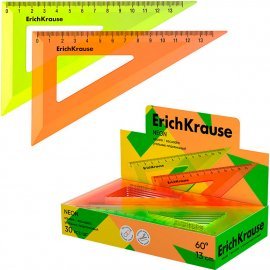 Угольник пластиковый ErichKrause Neon, 60°/13см, ассорти (в коробке-дисплее по 30 шт) 53008