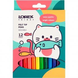 Фломастеры LOREX KIDS классические 12 цв. кругл. корп. смываемые карт. упак. 252397