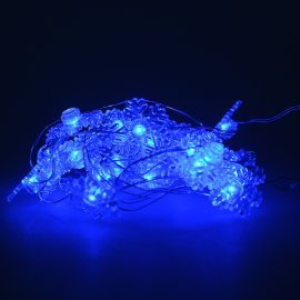 Гирлянда на батарейках для помещений 20 LED синее свечение 1 режим прозрачный провод 2 м на батарейках /Tongde/