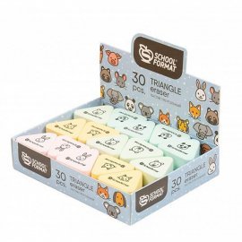 Ластик Schoolformat ANIMALS резина 33х33х13 мм треуг. ассорти мягкий индив.штрих-код 212022