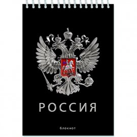 Блокнот А5 48л кл. на гребне "Россия"  С0028-167 Апплика