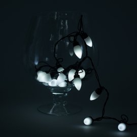 Гирлянда электрическая для улицы 20 LED белое свечение 1 режим чёрный провод 5 м 220 В /Tongde/