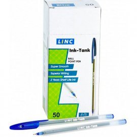 Ручка шарик. Linc INK TANK синий 0,6 мм прозр. кругл. корп. игольчатый наконечник 175679