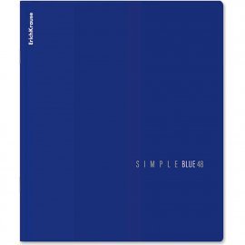 Тетрадь общая ученическая ErichKrause Simple Color, синий, 48 листов, клетка, ламинация soft-touch+выборочный УФ-лак 65237