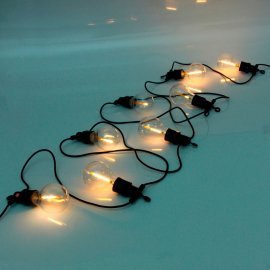 Гирлянда для улицы 5м 10 ламп LED (6*7 см), черн пров,автореж-водопад, Теплый белый