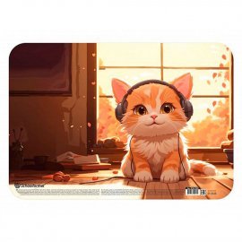 Настольное покрытие д/дет. творчества Schoolformat ЛОУ-ФАЙ КОТЫ 33х23 см пластик оранж. с принтом 259600