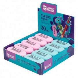 Ластик Schoolformat CLASSIC SMART DINO резина 52х25х6 мм овальный ассорти мягкий  212024