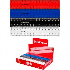 Линейка пластиковая ErichKrause Classic, 15см, ассорти (в коробке-дисплее по 44 шт) 53875