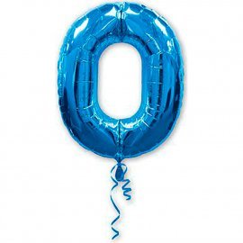 Шар фольгированный 34" Цифра 0 Blue 1207-1425 /Европа/