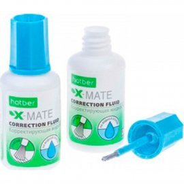 Корректирующая жидкость Hatber "X-Mate" 20мл, кисточка, водная основа, CF_071179