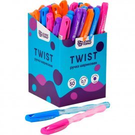 Ручка шарик. на масл. основе Schoolformat TWIST синий 0,7 мм ассорти кругл. корп. игольчатый наконечник 220683