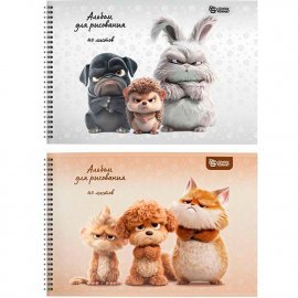 Альбом д/рис. 40 л. А4- греб. Schoolformat ДУШНЫЕ ЗВЕРУШКИ мел. карт., ВД-лак 270484