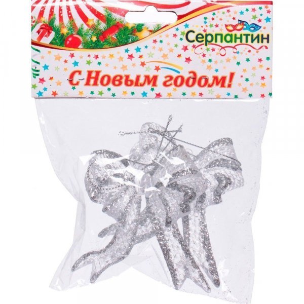 Украшение ёлочное Бантики 7,5х7см набор 2 шт.