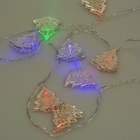 Гирлянда электрическая Ёлочки для улицы 28 LED цветное свечение 1 режим прозрачный провод 4 м 220 В /Tongde/