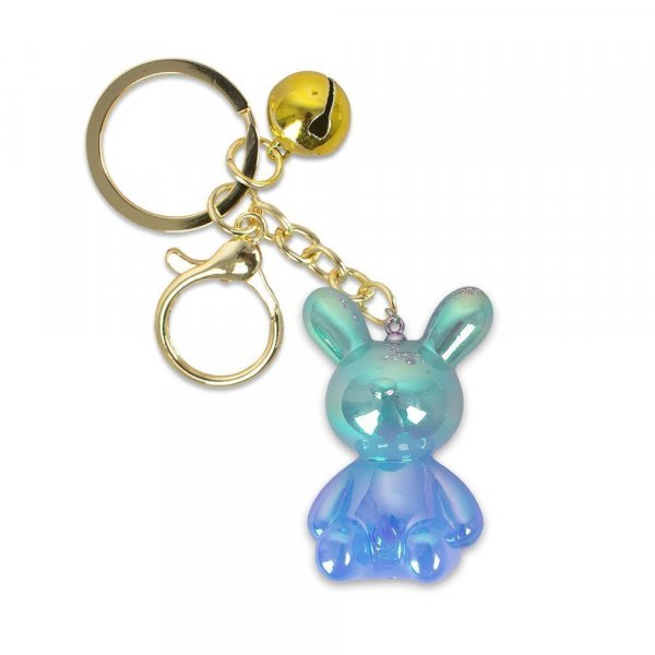 Брелок Зайчик сверкающий с кольцом и карабином, микс 5 видов