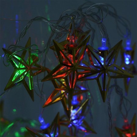 Гирлянда электрическая Звезды для улицы 28 LED цветное свечение 1 режим прозрачный провод 4 м 220 В /Tongde/